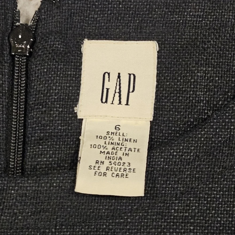 Gap SZ 6 100% Linen Black Career Sheath Dress With Matching Jacket Blazer - Picture 9 of 15